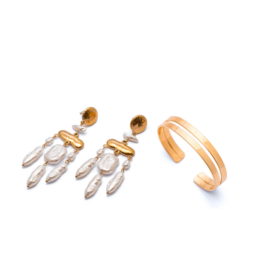 Aros helena + Pulsera nicky bis doble