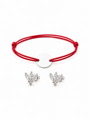 Pulsera cordón ANAIS silver + aros REINA ZIRCONIA silver